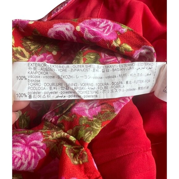 Zara‎ Floral Long Sleeve Backless Crop Top Red Pink Size Medium - Picture 4 of 14